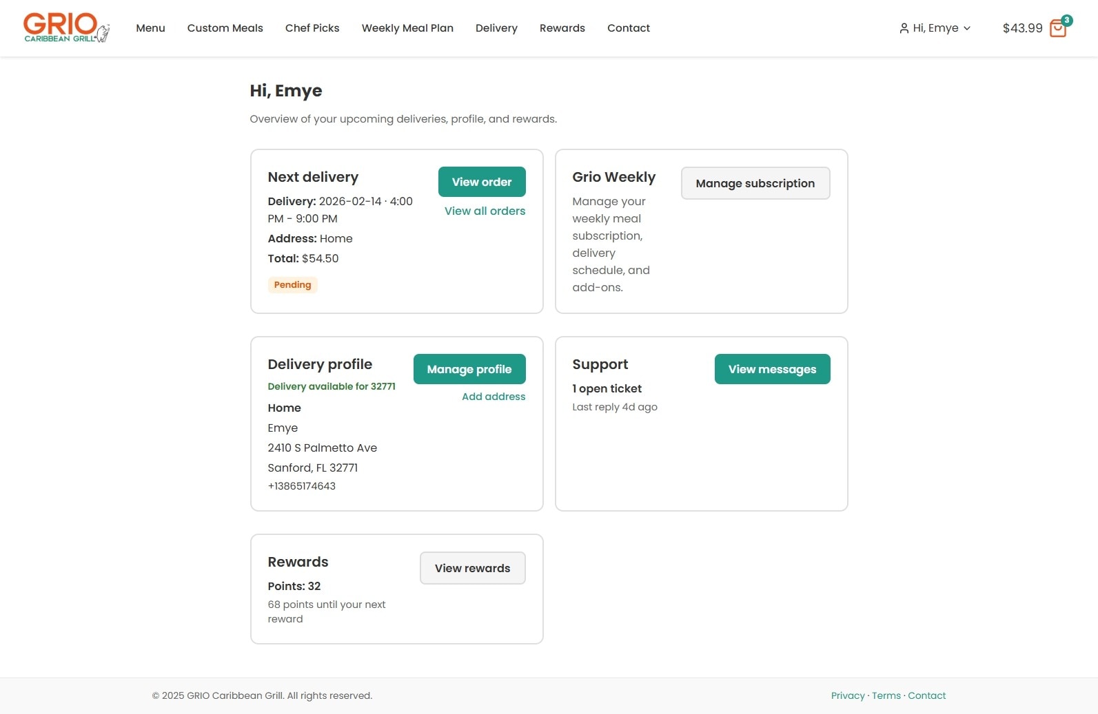 GRIO Caribbean Grill — client dashboard