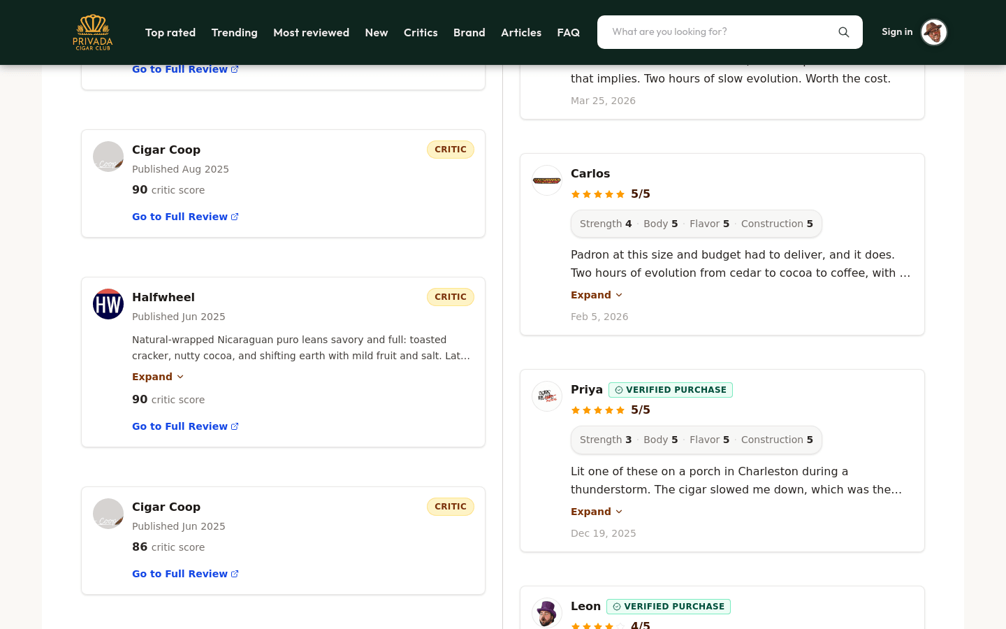 Privada ratings hub — critic and community reviews