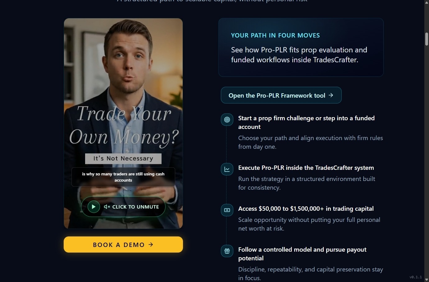 TradesCrafter Pro-PLR welcome — video and four-step framework with demo CTA