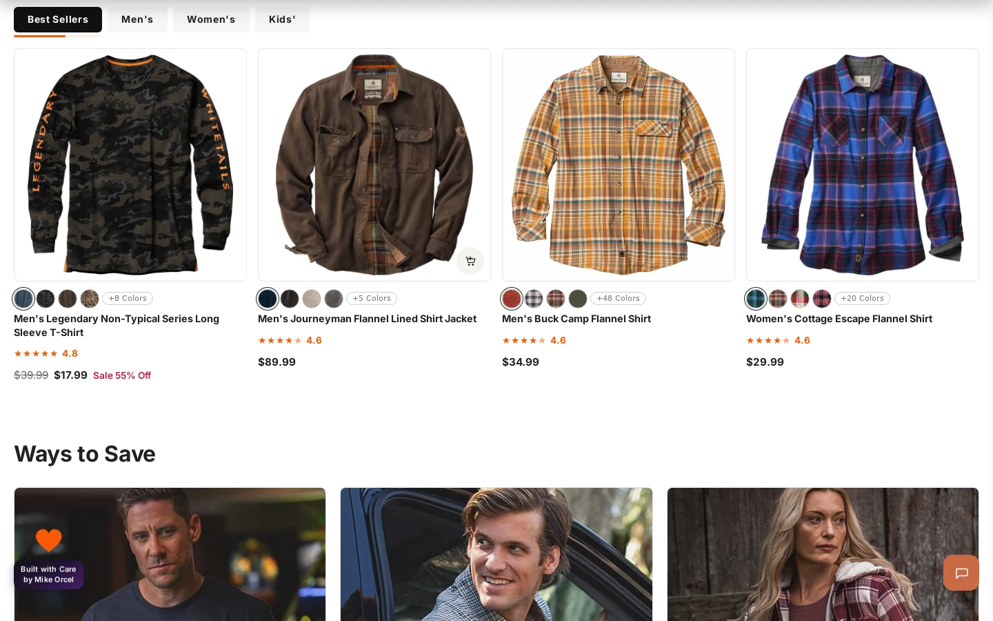 Legendary Whitetails - sale product grid on the Shopify storefront
