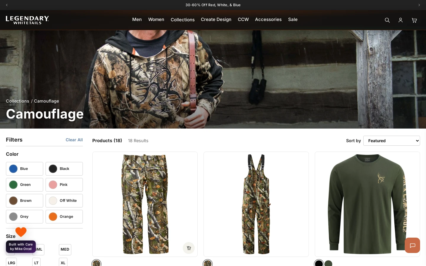 Legendary Whitetails - featured collection page on Shopify